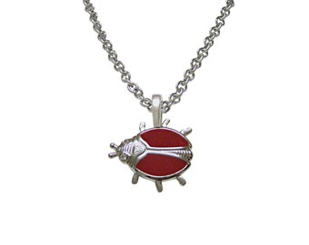 Red Bug Insect Pendant Necklace