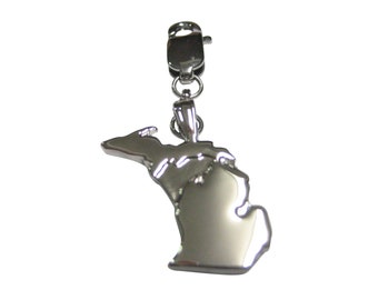 Michigan State Map Shape Pendant Zipper Pull Charm