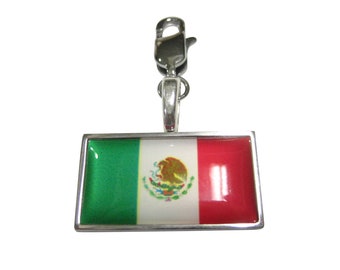Thin Bordered Mexico Flag Pendentif Zipper Pull Charm