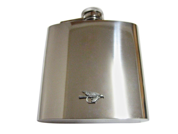 Small Fishing Fly 6 Oz. Stainless Steel Flask 