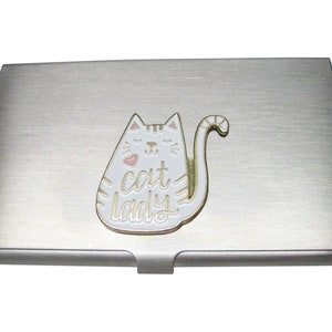 Cat Lady White Cat Business Card Holder