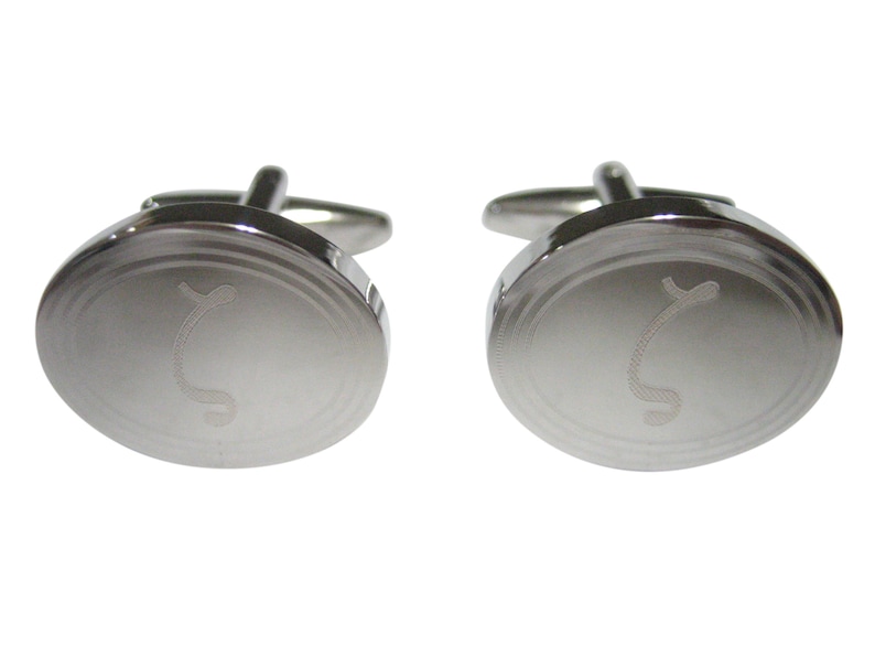Silver Toned Etched Oval Greek Letter Zeta Cufflinks