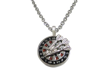 Dart and Dart Board Pendant Necklace