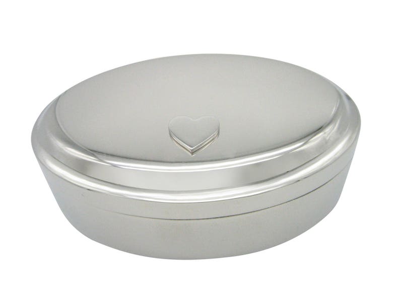 Silver Toned Heart Love Wedding Oval Trinket Jewelry Box