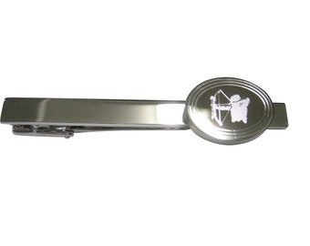 Silver Toned Etched Archer Square Tie Clip Silver Toned Etched Archer Square Tie Clip