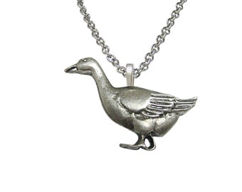 Detailed Goose Bird Pendant Necklace