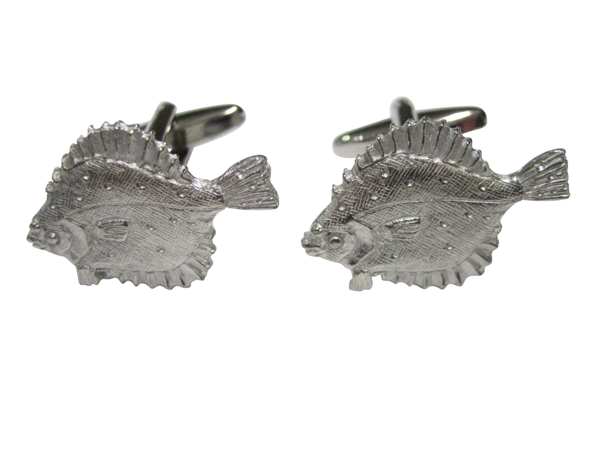 Kiola Designs Silver Toned Halibut Flat Fish Cufflinks Kiola Designs Silver Toned Halibut Flat Fish Cufflinks
