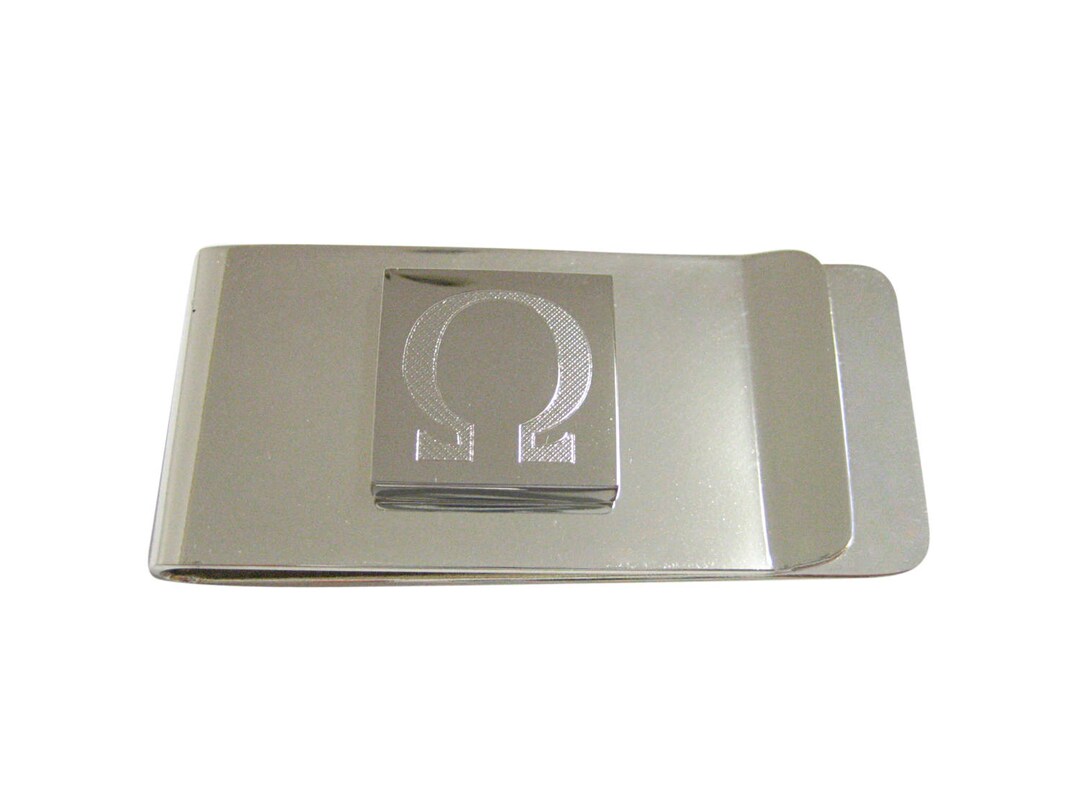 Silver Toned Etched Mathematical Greek Omega Symbol Pendant Money Clip ...