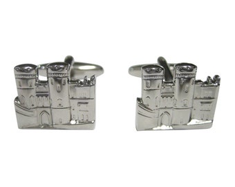 Silver Toned Castle Cufflinks