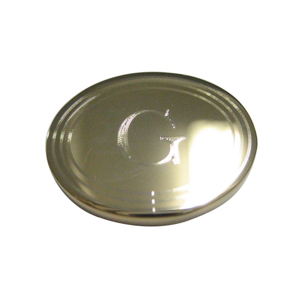 Gold Toned Etched Oval Letter G Monogram Magnet