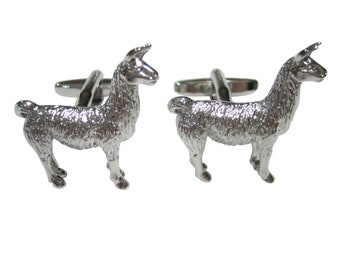 Silver Toned Llama Cufflinks