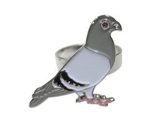 Colored Flat Pigeon Bird Adjustable Size Fashion Ring