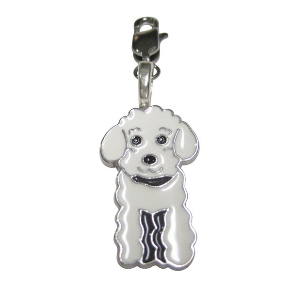 White Toned Poodle Dog Pendant Zipper Pull Charm