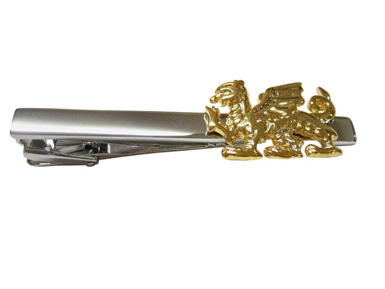Gold Colored Welsh Dragon Square Tie Clips