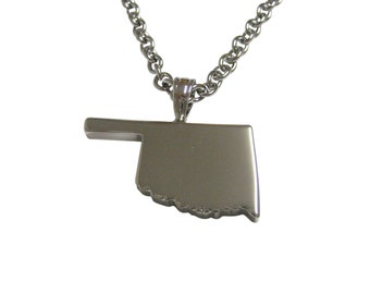 Oklahoma State Map Shape Pendant Necklace