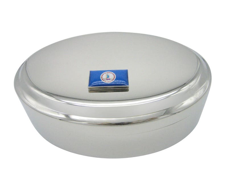 Virginia State Flag Pendant Oval Trinket Jewelry Box