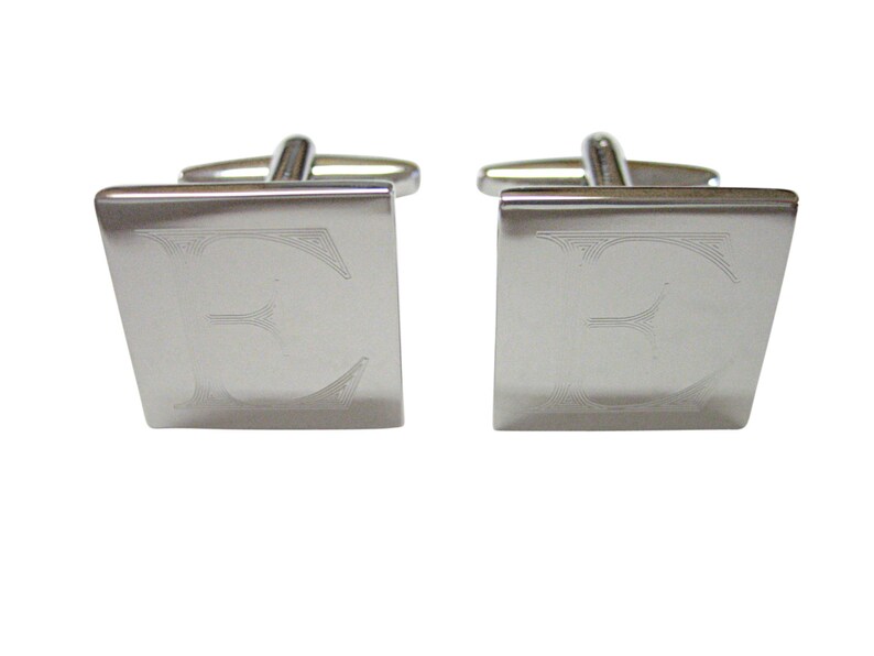 Letter E Etched Monogram Cufflinks