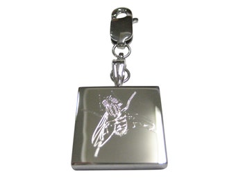 Silver Toned Etched Fly Bug Insect Pendant Zipper Pull Charm