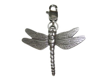 Silver Toned Smooth Dragonfly Bug Insect Pendant Zipper Pull Charm