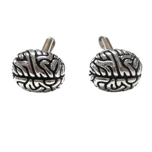 Silver Toned Anatomy Brain Cufflinks image 1