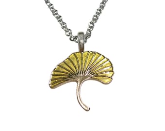 Ginkgo Biloba Aux tons jaunes Collier pendentif en feuilles d’arbre à poil de jeune fille Collier