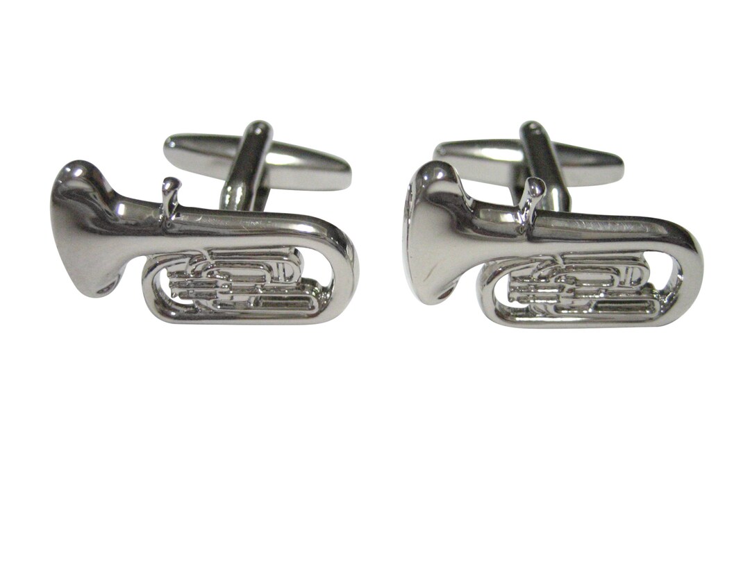 Silver Toned Musical Tuba Instrument Cufflinks Etsy