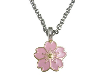 Roze kersenbloesem bloem hanger ketting