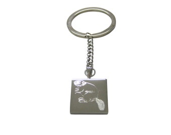 Silver Toned Etched Beaver Keychain