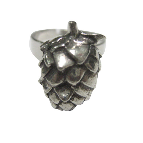 Silver Toned Brewing Beer Hops Adjustable Size Fashion Ring