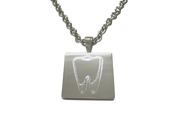 Silver Toned Etched Tooth Necklace