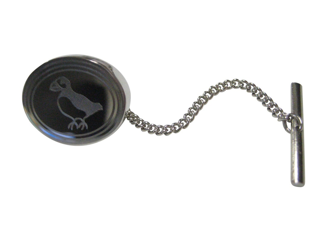 Silver Toned Oval Etched Puffin Bird Tie Tack - Etsy
