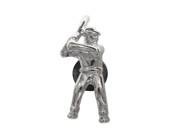 Silver Toned Sports Baseball Player Magnet