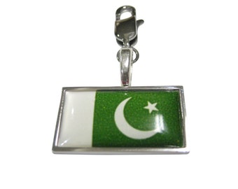 Thin Bordered Pakistan Flag Pendant Zipper Pull Charm