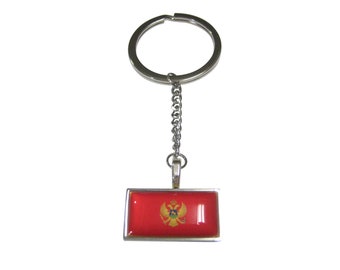 Thin Bordered Montenegro Flag Pendant Keychain