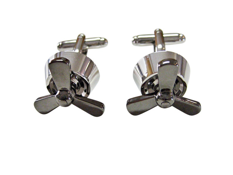 Gunmetal and Silver Propellor Cufflinks