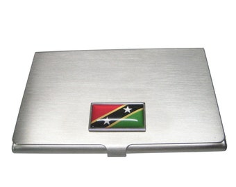 Thin Bordered Saint Kitts and Nevis Flag Business Card Holder