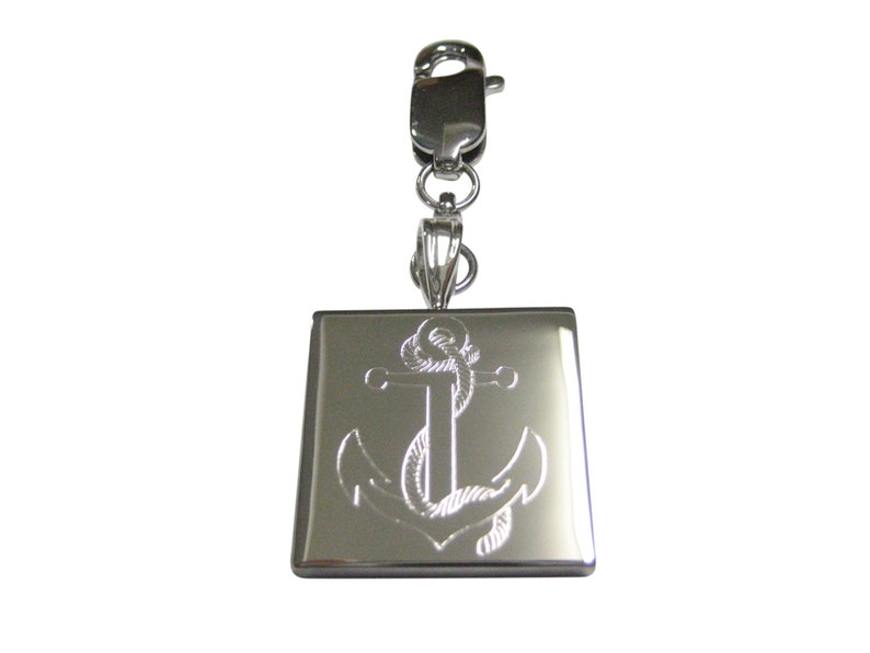 Silver Toned Etched Mesa Mall Nautical Roped Pendant Zipper Max 66% OFF Pull Anchor Ch