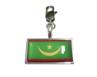 Thin Bordered Islamic Republic of Mauritania Flag Pendant Zipper Pull Charm