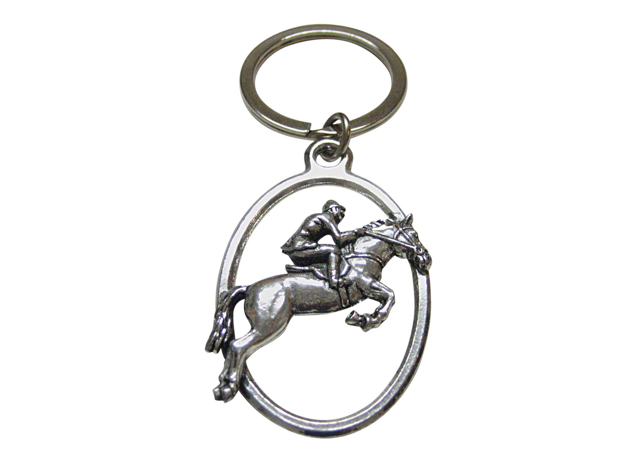 Horse Racing Jockey Oval Key Chain Etsy