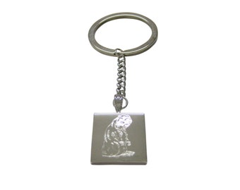 Silver Toned Etched Standing Beaver Keychain