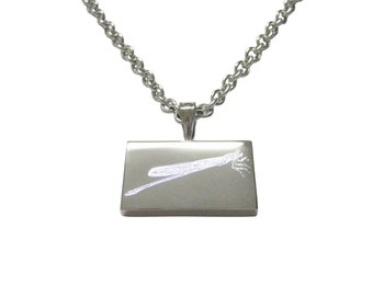 Silver Toned Etched Dragonfly Pendant Necklace