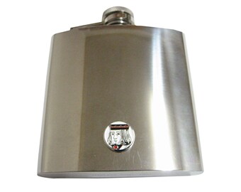 Silver Toned Card Face Pendant 6 oz. Stainless Steel Flask