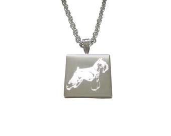 Silver Toned Etched Scottish Terrier Dog Pendant Necklace