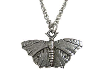 Silver Toned Textured Butterfly Pendant Necklace