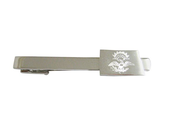 Silver Toned Etched North Dakota State Flag Cufflinks