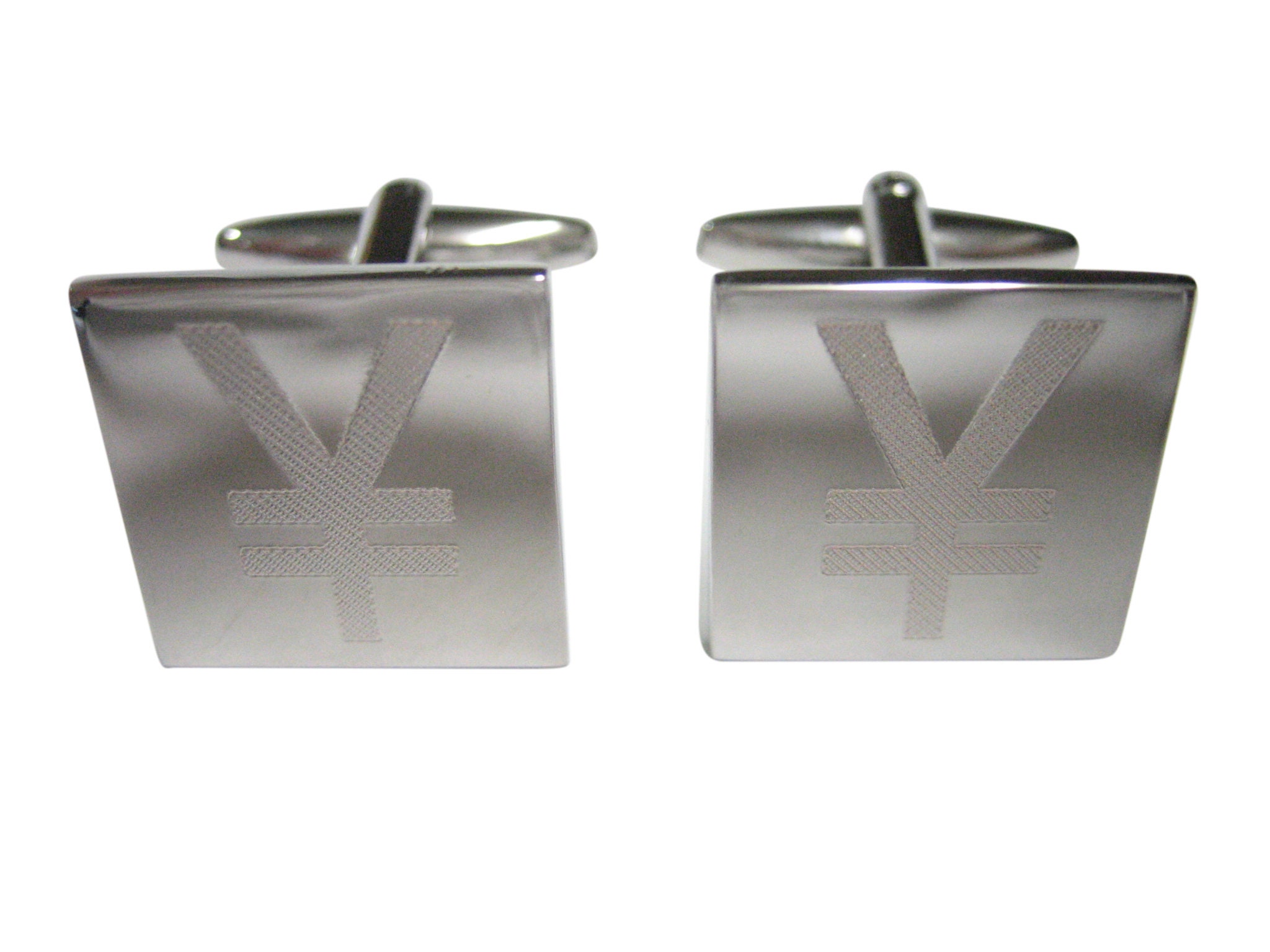 Silver Toned Etched Japanese Yen Currency Sign Cufflinks -  Canada
