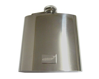 Engraved Left Facing Whale 6 oz. Stainless Steel Flask