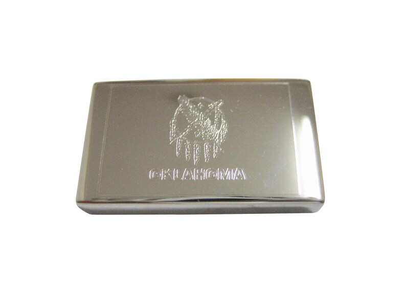 Silver Toned Etched Oklahoma State Flag Magnet