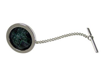 Circular Green Computer Circuit Board Design Tie Tack