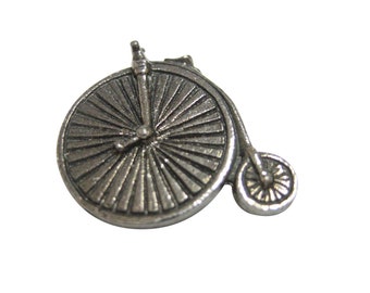 Silver Toned Textured Penny Farthing Retro Bicycle Magnet
